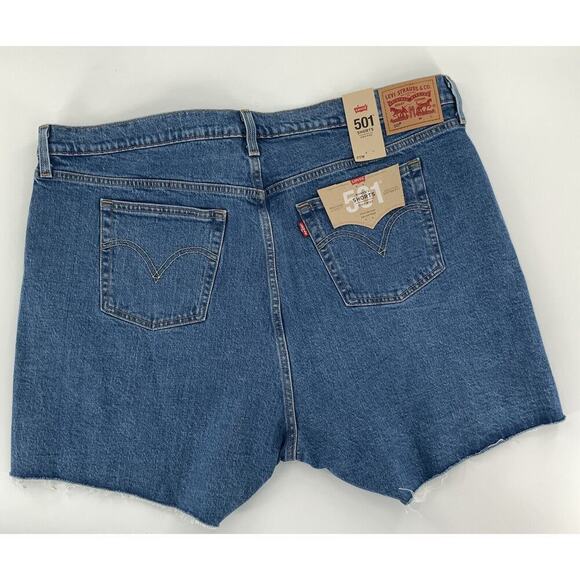 Levi's 501 Womens High Rise Frayed Raw Hem Button Fly Shorts Plus Size 20W New - Picture 3 of 6